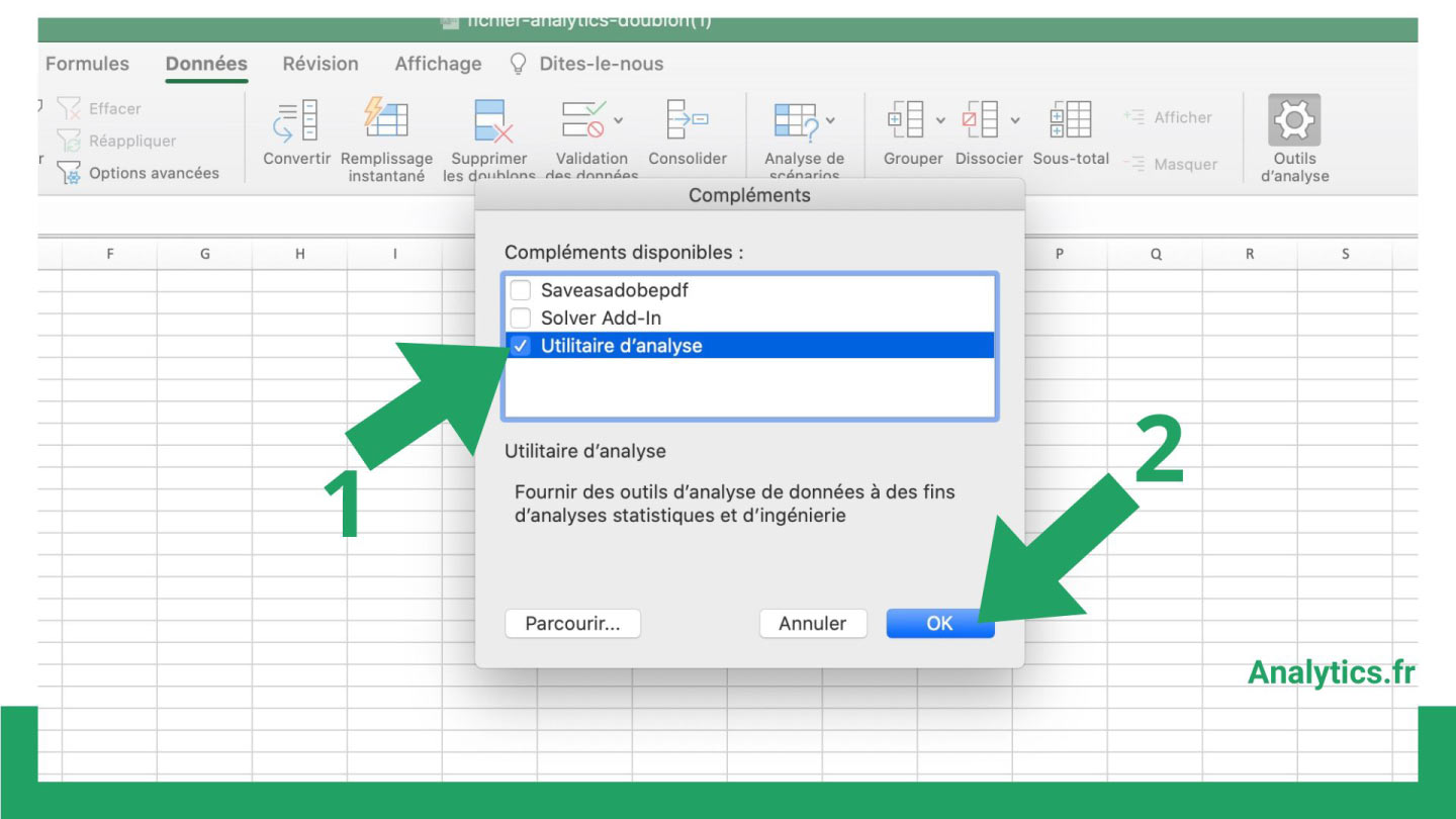 utilitaire analyse excel