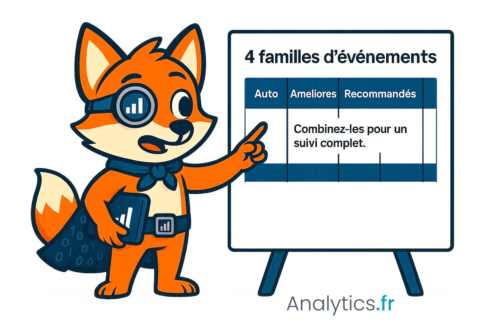 quatre familles d’événements google analytics ga4