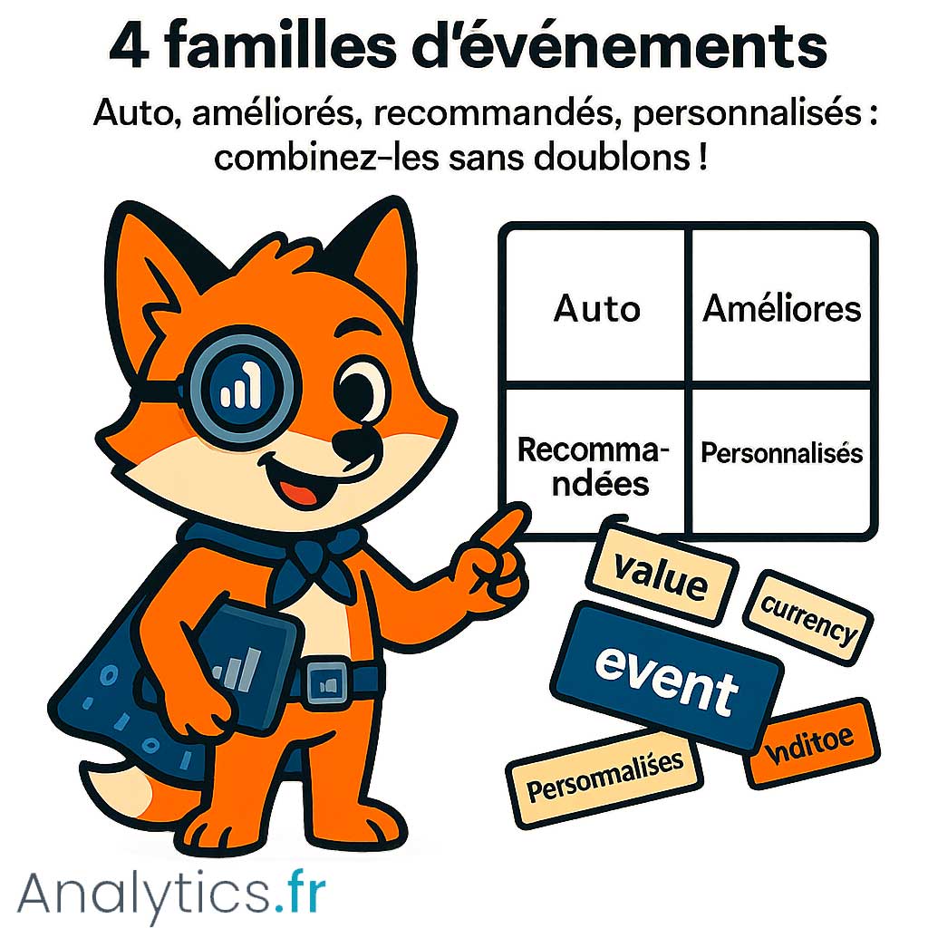 4 familles d’événements ga4, google analytics
