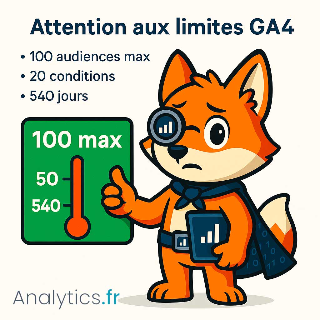 ga4 google analytics audiences Limites et quotas