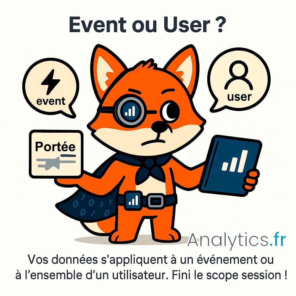 Portées (scopes) utilisateurs evenements ga4 google analytics