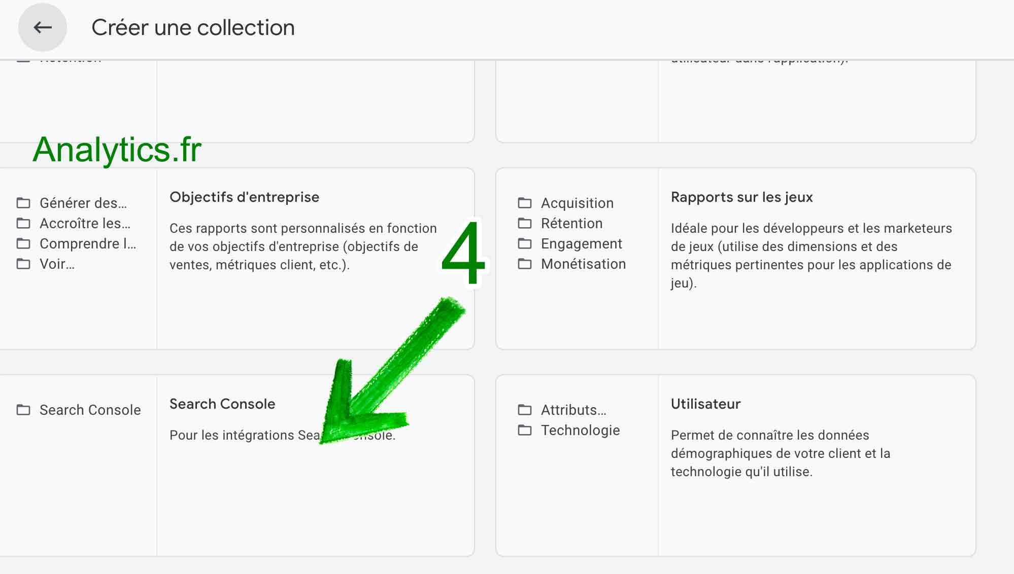 ga4 collection Search Console dans la Bibliothèque